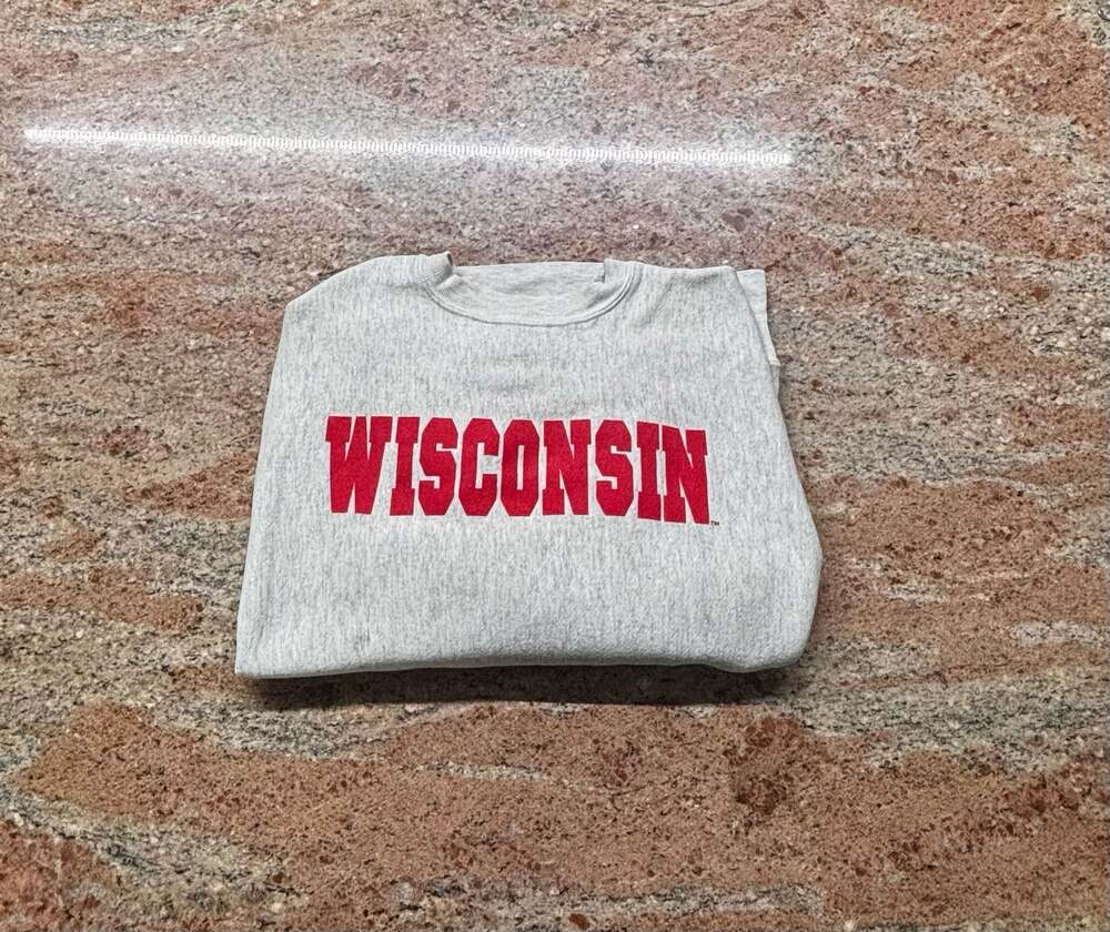 Vintage Midwest Embroidery Wisconsin Badgers Reverse Weave Crewneck Sweatshirt